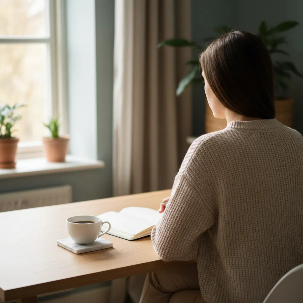 Redaktionell wellness-kolumnist - anonymt porträtt bakifrån
